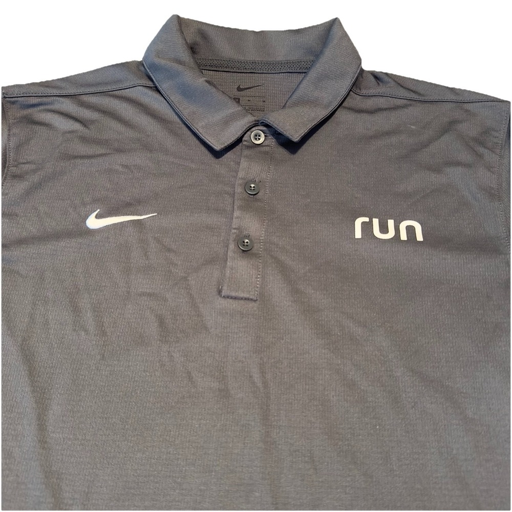 Nike Polo mens Medium Gray RUN Performance Stretch Short Sleeve